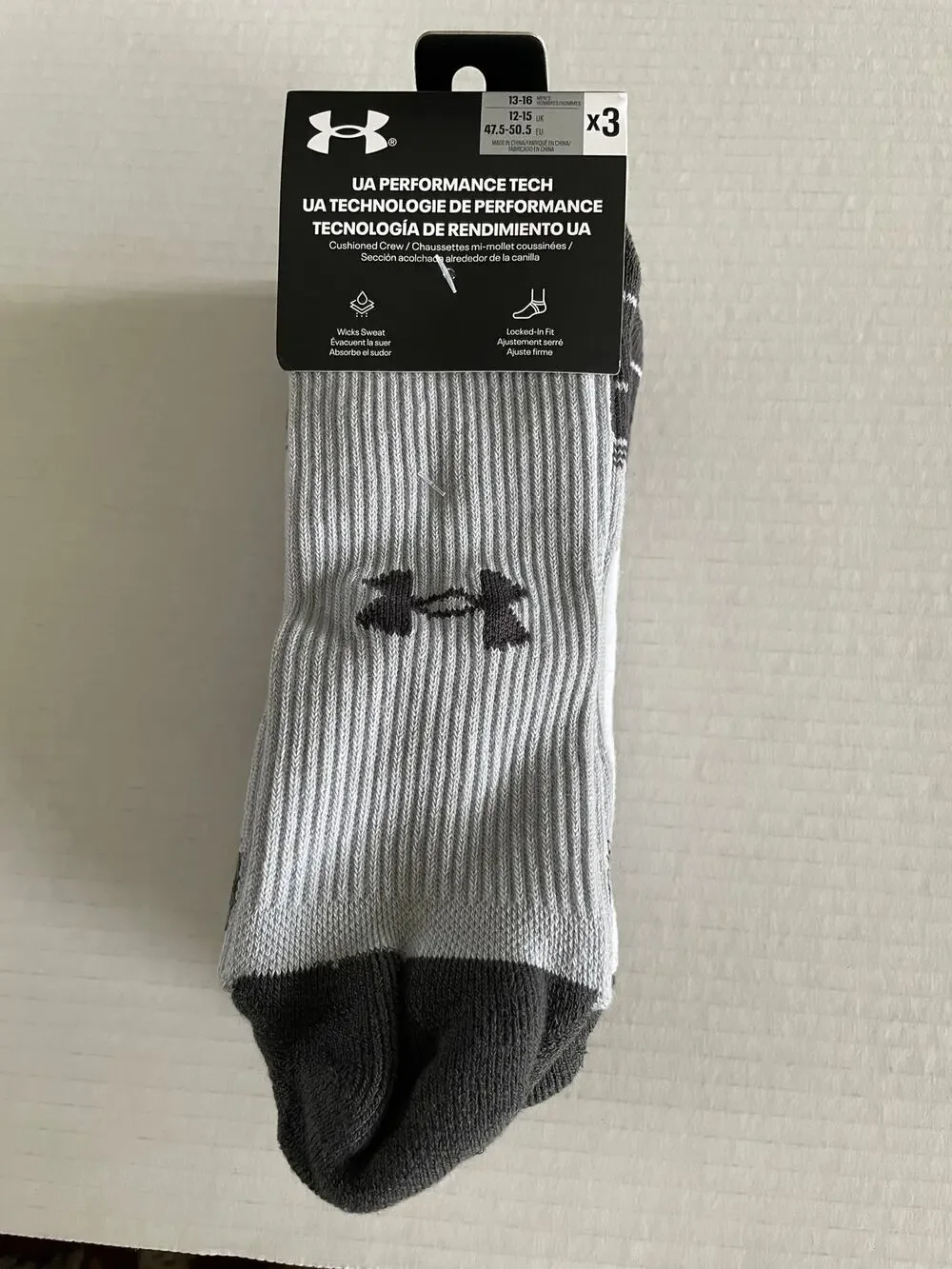 3 Pair Under Armour Run Cushion Crew Athletic Socks Size XL NEW
